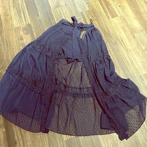 Navy, Lace High Low skirt with shorts